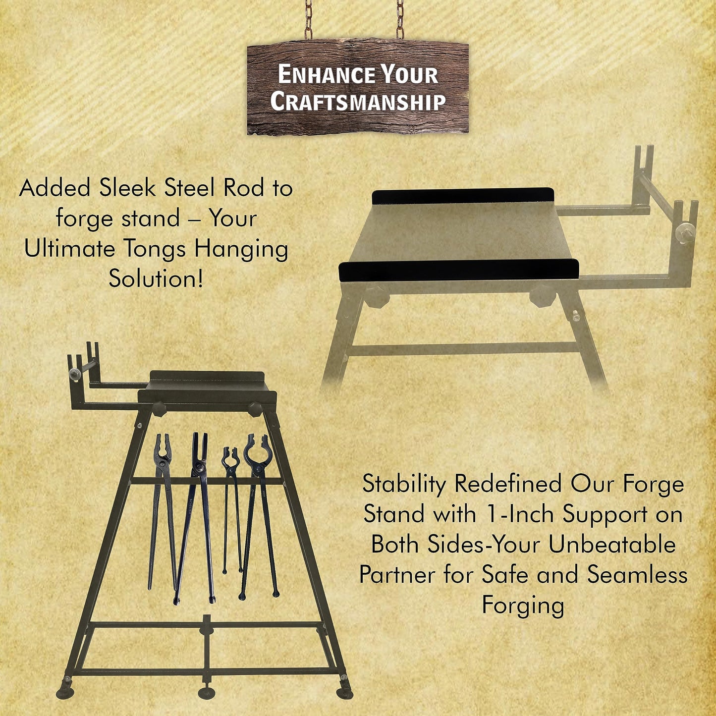 SIMOND STORE Forge Starter kit Stand - Compatible with All Single Burner Blacksmith Forge Kit - Steel Blacksmithing Starter Kit - Propane Forge Kit Stand 12 inch Home Forge Starter Kit Tool Stand…