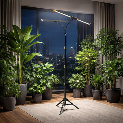 Quehoomii 61'' Grow Light Floor Lamp,6000K White Full Spectrum Growing Light for Indoor Tall Large Plants,Half or Full Brightness Dimmable & Auto Timer,Adjustable Height 17-61",