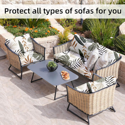 Skiennix 8-Piece Stretch Patio Cushion Covers - Washable Outdoor Sofa Slipcovers | Coconut Trees Design