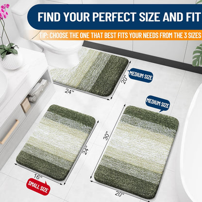 OLANLY Large Bathroom Rugs - Extra Soft Microfiber Mat, Quick Dry & Washable, Dark Green 40x24