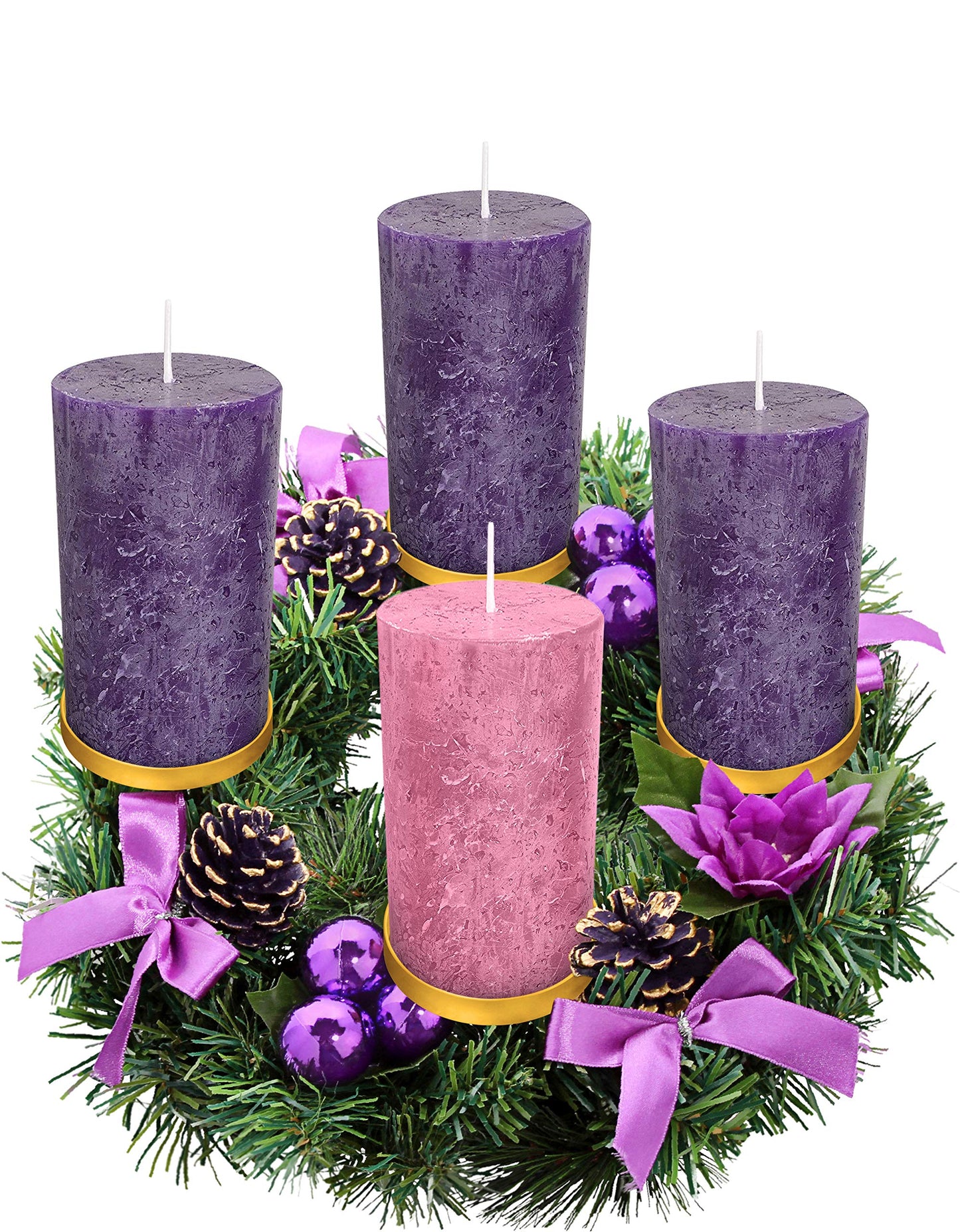 Advent Candle Set of 4 - Rustic Pillar Advent Candles - Made in The USA - Christmas Advent Candles for Advent Rings, Advent Wreaths, Ring and Wreath Candle Holders - Church & Home Decoration Unscented