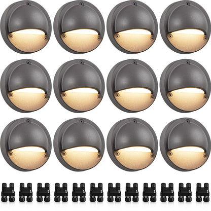 SUNVIE Low Voltage Deck Lights 5W LED Warm White 12 Pack Outdoor Landscape Lighting 3000K with Fastlock2 Connector