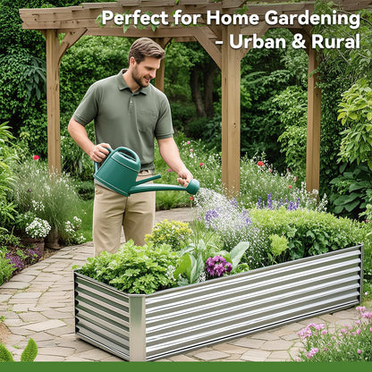 YILIFEIDA 6x3x1ft Rectangle Galvanized Raised Garden Beds kit，Large-Capacity Metal Planter Garden Box Outdoor,Metal Garden Bed for Vegetables，Flower，Fruits，Steel Raised Beds for Backyard Gardening
