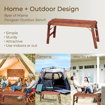 BYER OF MAINE Pangean Outdoor Wooden Bench, Foldable Bench for Indoor and Ourdoor, Home Furniture, 20 lbs - 14.5 x 40 x 18.5 Inches H