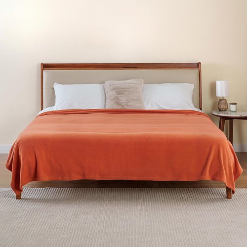 Berkshire Blanket Microfleece King Size Bed Blanket - Lightweight Plush Amberglow Orange, 90x108 Inches