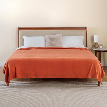 Berkshire Blanket Microfleece King Size Bed Blanket - Lightweight Plush Amberglow Orange, 90x108 Inches