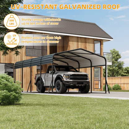 CABIHOME 10x20Ft Metal Carport Kits, Heavy Duty Carport with Galvanized Steel Roof, Reinforced Frame, Car Shelter for All-Weather Use, Outdoor Car Port Tent for Cars, Trucks, Boats, Tractors & RVs