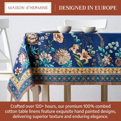 Maison d' Hermine Premium Table Cloth Rectangle Table 100% Combed Cotton 90 x 70 Inches Tablecloth Reusable Decorative for Dining Room, Farmhouse, Home, Party, Festive & Wedding - Artichoke