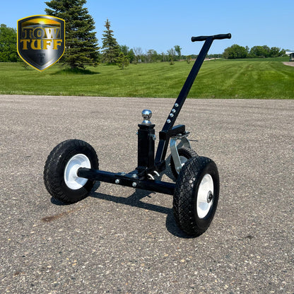 Tow Tuff Trailer Dolly w/ 12" Flat-Free Tires & 8" Swivel Caster Wheel, Fits 1 7/8” Coupler, 800 lb Capacity, Black - Adjustable and Portable Trailer Mover for Campers, Boats, and Utility Trailers