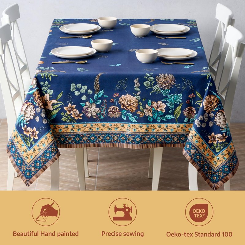 Maison d' Hermine Premium Table Cloth Rectangle Table 100% Combed Cotton 90 x 70 Inches Tablecloth Reusable Decorative for Dining Room, Farmhouse, Home, Party, Festive & Wedding - Artichoke