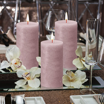 BOLSIUS 4 Pack Ash Rose Rustic Pillar Candles - 2.75 X 5 Inches - Premium European Quality - Includes Natural Plant-Based Wax - Unscented Dripless Smokeless 60 Hour Party Décor and Wedding Candles