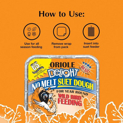 C&S Oriole Delight Suet Cakes - No Melt Formula for Wild Birds | 11.75 Ounces, Pack of 8
