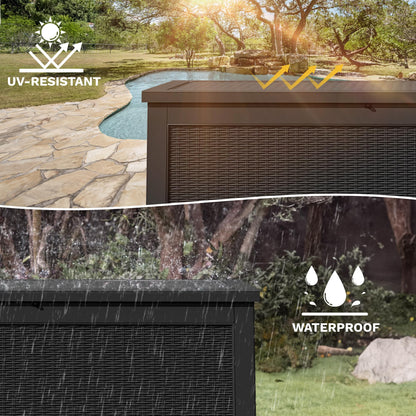 DWVO 320 Gallon Resin Outdoor Storage Box, XXL Large Waterproof Deck Box, Doubles as Table or Seating with 1000 lbs Capacity, Lockable (Black)