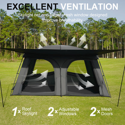 Vidalido Tents，6-8 Person Camping Tent with Extended Vestibule，2 Room Weather Resistant Family Tents，Easy Install Waterproof Outdoor Tent for Backpacking and Camping Hiking