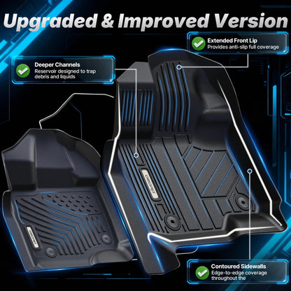 OEDRO Floor Mats Fit for 2015-2026 Ford F150 and 2022-2026 F-150 Lightning SuperCrew Cab, w/o Fold Flat Storage, TPE Precision Fit F150 Accessories Car Mats All-Weather Protection Liner