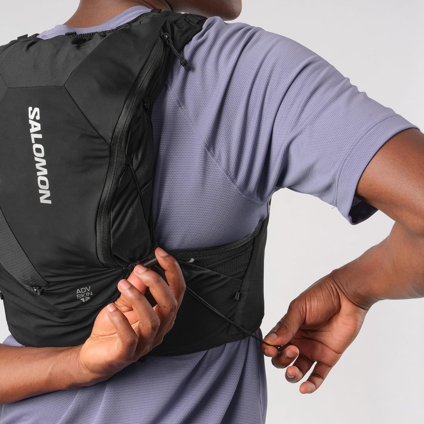 Salomon Unisex Advance Skin 12 | 12 Liter Hydration Trail Running Vest, Black, Medium