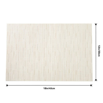 Leetaltree Pale Beige Placemats Set of 12 - Heat Resistant Non-Slip Place mats for Dining Table, Washable Durable PVC Vinyl Woven Table Mats（Pale Beige, 12）