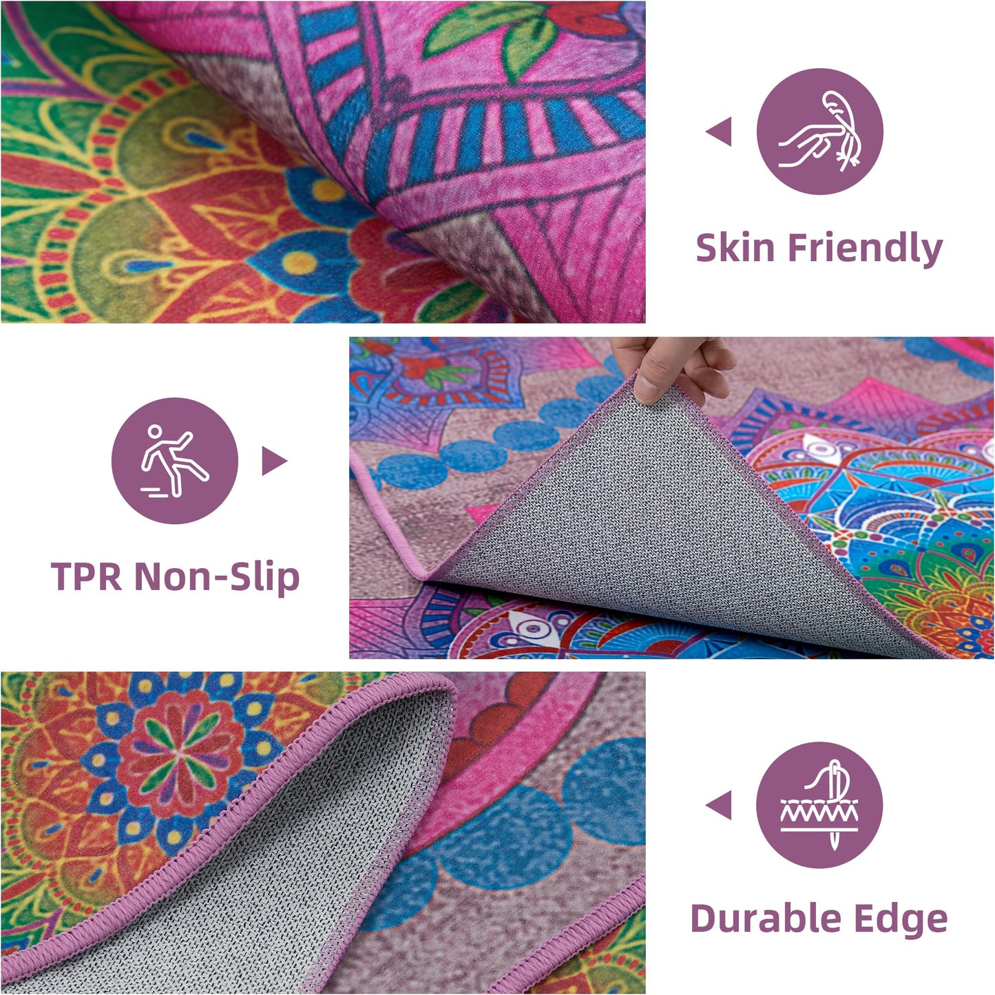 Arenarug Meditation Indoor Outdoor Rug 8x10 ft Mandala Pattern Rug Boho Style,Yoga Meditation Mat Picnic Rug for Patio Living Room Porch Garden Deck Backyard Easy to Clean Non Shedding Non-Slip
