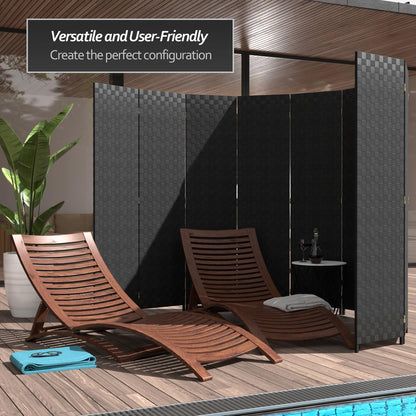 Red Lantern 6 ft. Tall Woven Fiber Outdoor All Weather Room Divider - 3 Panel - Black