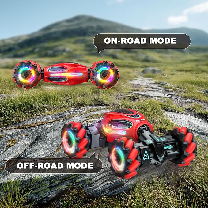 Gesture RC Car1:18 4WD Transform Off-Road Stunt Car with Gesture &amp Remote Control 360° Flips Drift Vehicle with LED Lights Music All Terrain Toy Cars Gifts for Boys Girls Age 6-12
