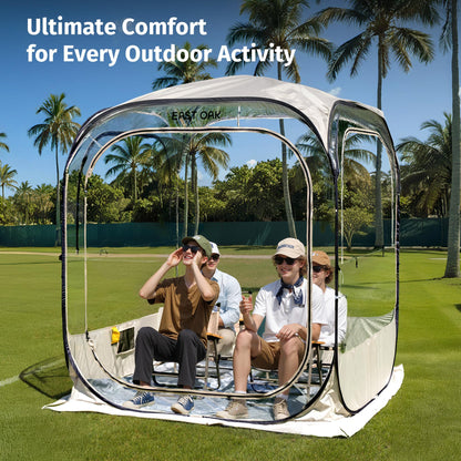 East Oak Weather Sports Tent for Fishing, Sports Event | Pop Up Bubble Tent Instant Sun & Rain Shelter | No Condensation, Spacious Interior, Ultra Visibility | All Weather Protection | 6 x 6 FT