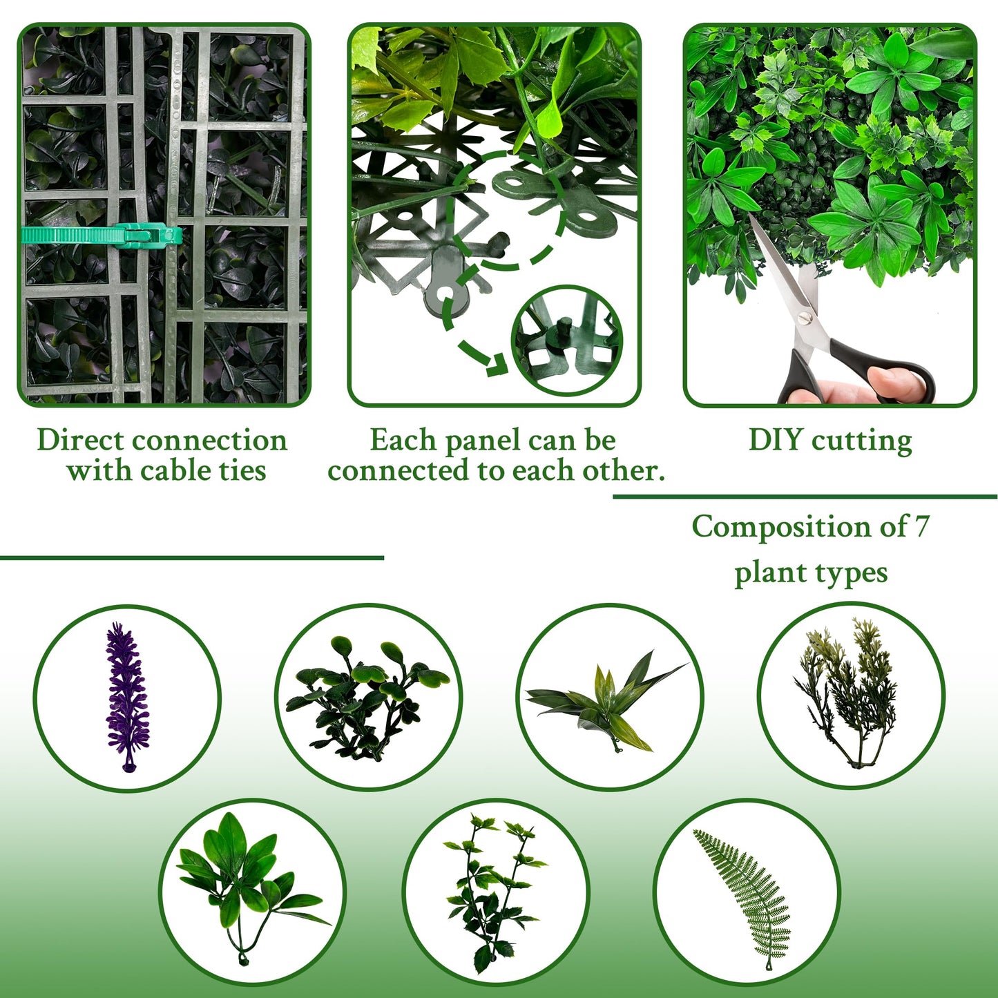 ODTORY Artificial Greenery Wall Panels: 50'' x 120'' UV-Anti Faux Greennery Grass Wall Privacy Backdrop Fence Screen for Garden Fence Covering Privacy, Outdoor Indoor Home Decor