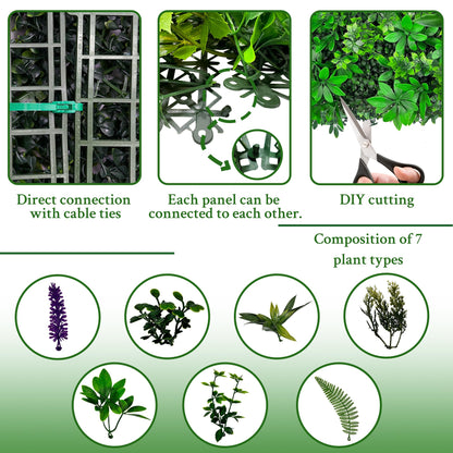 ODTORY Artificial Greenery Wall Panels: 50'' x 120'' UV-Anti Faux Greennery Grass Wall Privacy Backdrop Fence Screen for Garden Fence Covering Privacy, Outdoor Indoor Home Decor
