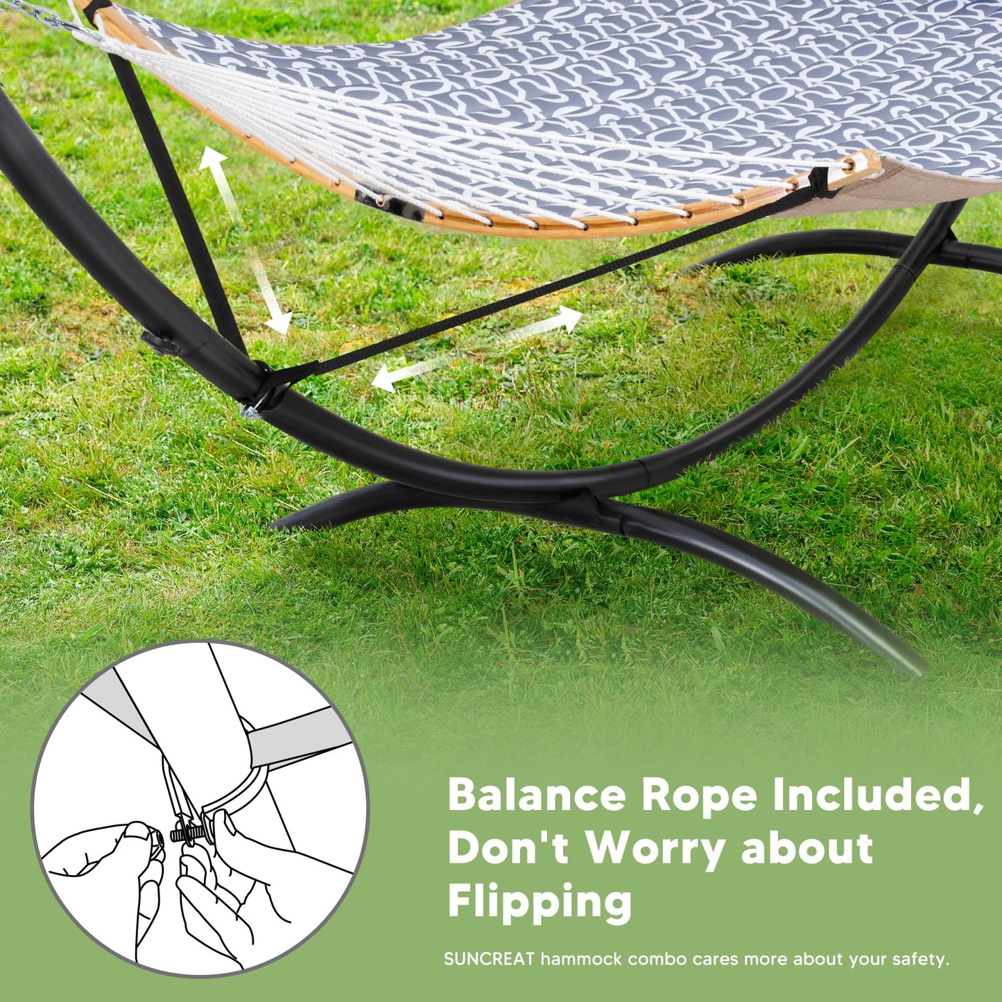 SUNCREAT Portable Outdoor Hammock with Stand, Double Hammock with Stand for Outside, Patent Pending, Gray