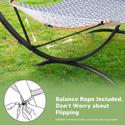 SUNCREAT Portable Outdoor Hammock with Stand, Double Hammock with Stand for Outside, Patent Pending, Gray