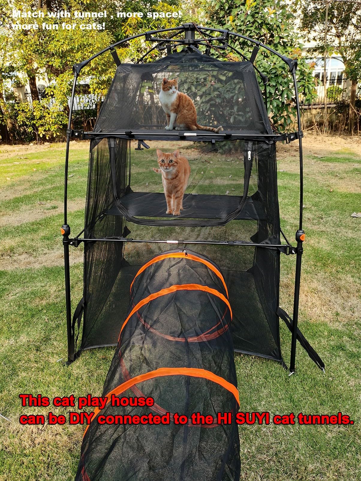 Hi Suyi Portable Pop Up Pet Cat Tents Enclosures for Outside Patio