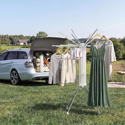 RFOUO Clothes Drying Rack Aluminum-4 Legs 16rods Single Layer, Portable Foldable Drying Rack,Space Saving Laundry Drying Rack,Drying Rack Clothing for Laundry Bedroom Household
