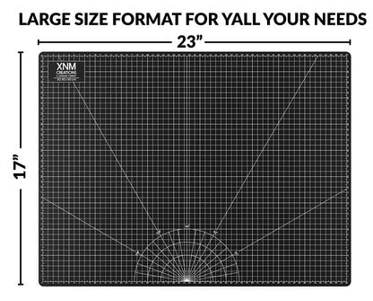 XNM Premium Self Healing Cutting Mat - 18 Inches by 24 inches - A2, 3 Layer Quality PVC Construction - Dual Sided, Imperial and Metric Grid Lines - Perfect for Cutting, Sewing, and Crafts
