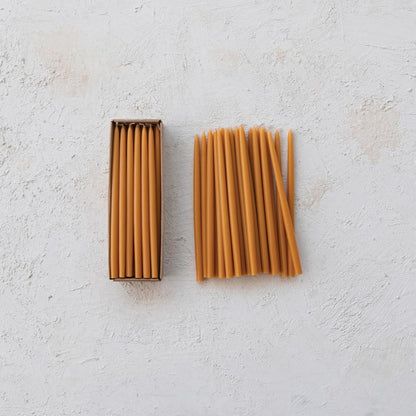 Creative Co-Op 24-Piece Unscented Thin Taper Candles in Box, Camel Color