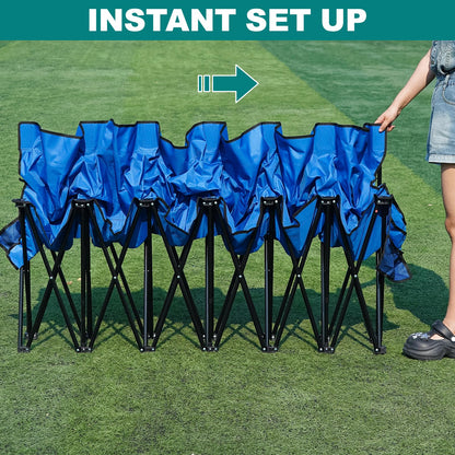 1MORE Portable Folding Bench, Foldable Sideline Bench for Team, 6 Seats Outdoor Camping Chair with Carry Bag & Backrest, Team Sport Sideline Bench for Football,Soccer, Fishing. Blue
