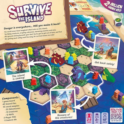 Asmodee Survive The Island Board Game (2024 Edition) - Thrilling Escape Adventure with New Monsters Fun Strategy Game for Kids &amp Adults Ages 8+ 2-5 Players 45 Minute Playtime