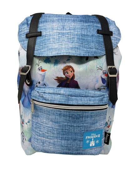 Limited KBNL Frozen 2 Allover Pattern Preppy Vintage Style 16 School Backpack Blue, Large, 20760