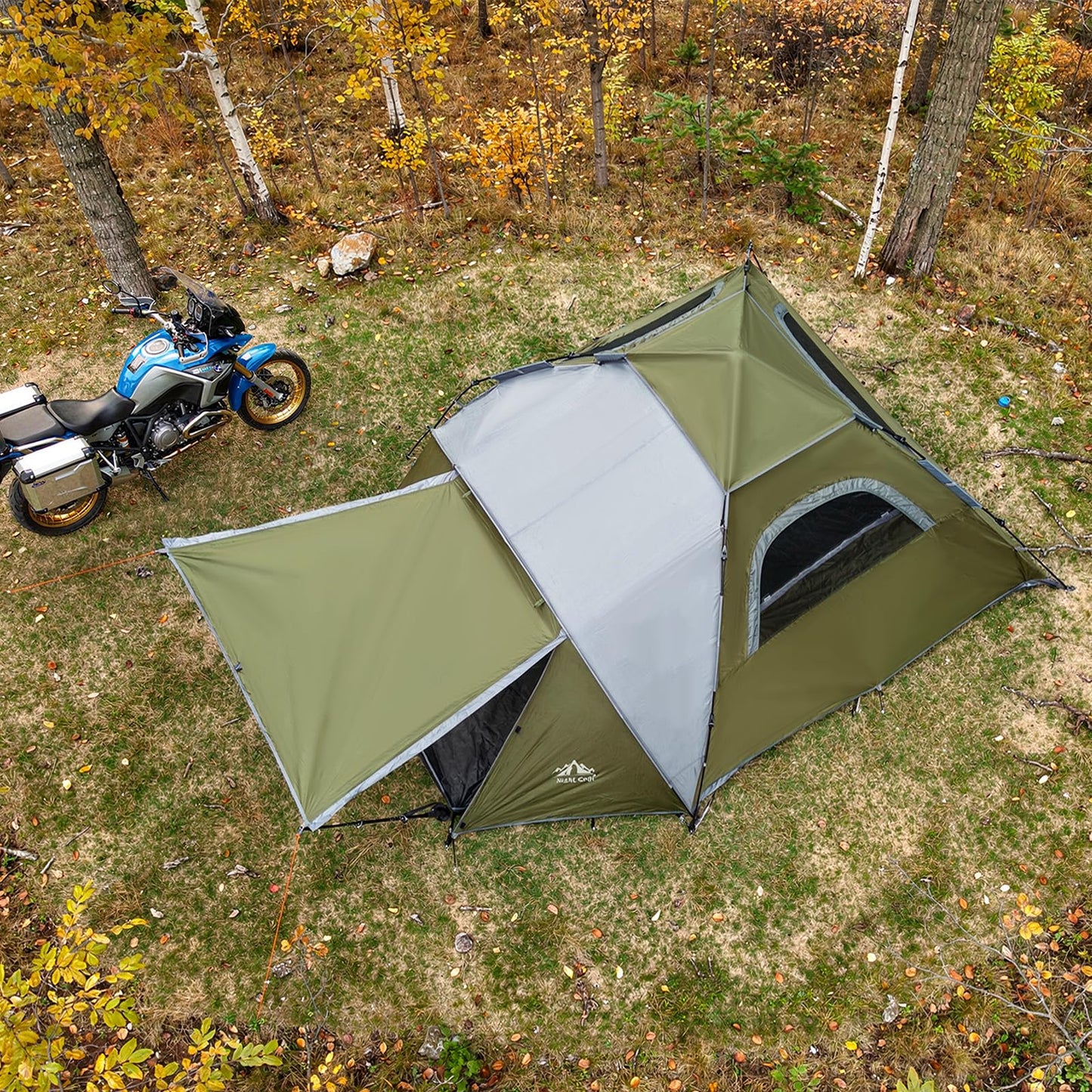 Night Cat Pop Up Tent 2-3 Persons Instant Set Up Tent with Footprint Tarp & Porch, Automatic Double Layer Waterproof Camping Tent with Rainfly Trekking Pole Not Included