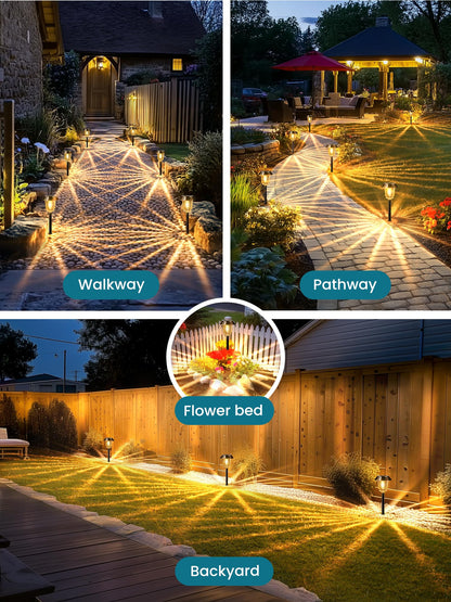 HMDecor Solar Lights Outdoor Waterproof,6 Pack Bronze Pathway Lights with 10-40 LM Dimmable Glass and Metal, Solar Powered Garden Fall Decor for Yard,Patio,Pathway,Driveway(Warm White)