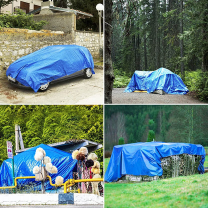 Large Tarp, Tarps Heavy Duty Waterproof 30x30, Waterproof Plastic Poly 16 Mil Thick Tarpaulin with Metal Grommets Every 19.5 Inches - Emergency Rain Shelter, Outdoor Cover, and Camping Use