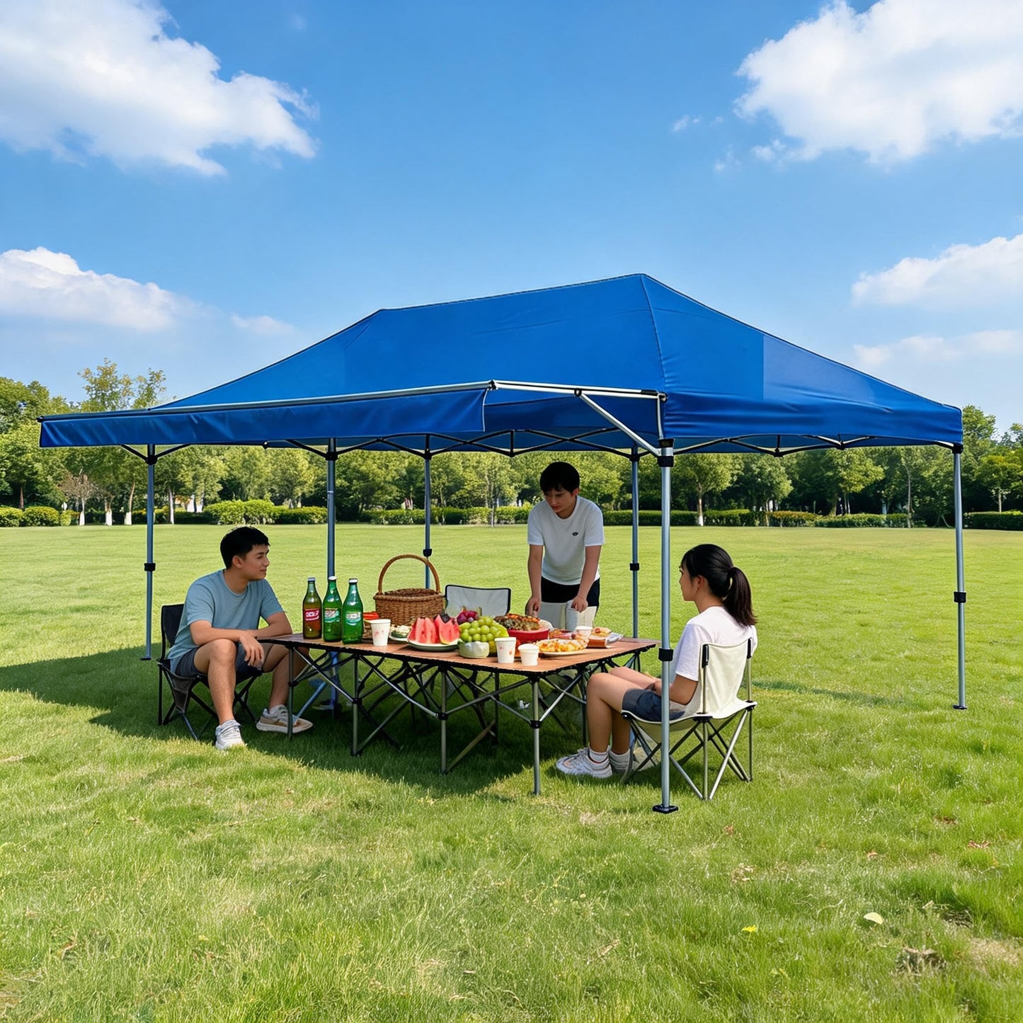 10x20 Pop Up Canopy Tent – Heavy Duty Commercial Instant Shelter, One-Person Quick Setup, Water-Resistant & Portable, Outdoor Commercial Sun Shelter Tent for Camping, Travel, Picnic Blue