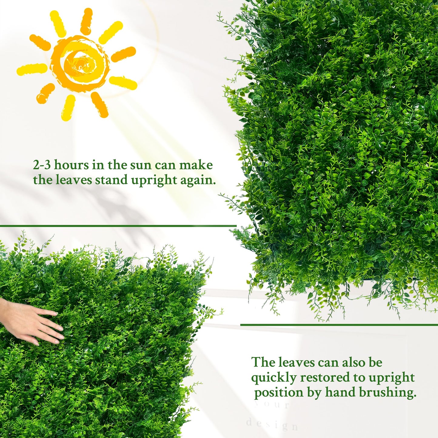 ODTORY Artificial Plants Hedge Wall Panels：54x120 Inch (45 sqft) UV-Anti Greenery Boxwood Fence Privacy Screen, Faux Ivy Grass Wall with Fake Leaves for Indoor Outdoor Background Covering