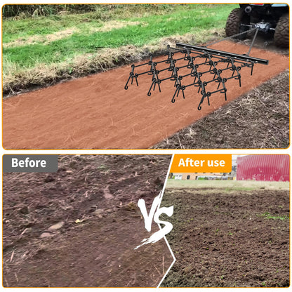YINTATECH ATV Chain Drag Harrow 5'W x 4.5'L, 1/2'' Tines for Lawn Tractors, ATV & UTV Attachments