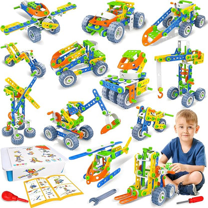 MOONTOY 12 in 1 STEM Toys for 4 5 6 7 8+ Year Old Boy Gifts 152 PCS Educational Building Toys for Kids Ages 4-8 5-7 8-12 Building Blocks Stem Kits Activities Construction Toy for Boys Birthday Gifts