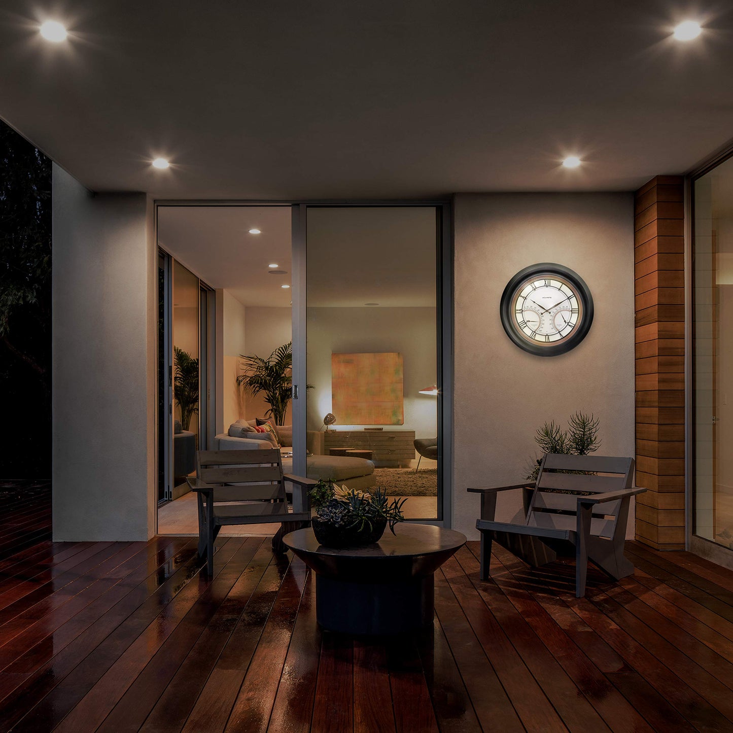 AcuRite 24” Illuminated LED Large Outdoor Decorative Clock with Thermometer and Hygrometer Combo (75022M)