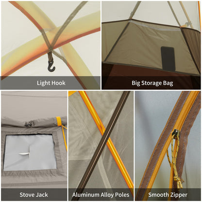Naturehike KOTA 4/6/8 Person Camping Tent, Double Layer Waterproof 4 Person 6 Person 8 Person Tents for Camping, Large and Tall Family Tent with Vestibules Porch
