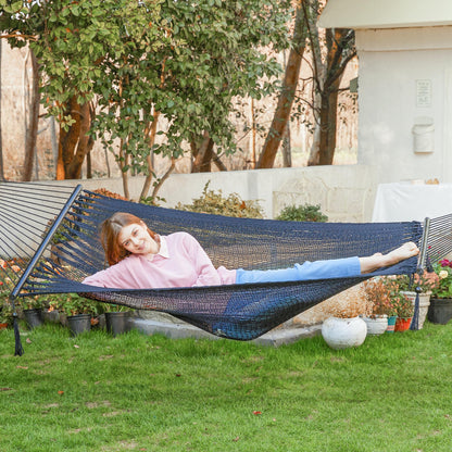 PNAEUT Double Rope Hammocks for Outside, Handwoven Double Caribbean Hammock with Spreader Bar for Outdoor Indoor, Max 600 lbs Capacity (Abyss)