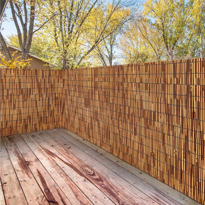 Natural Reed Fencing Rolls,6FT X 16.4FT Reed Screen Curtain Bamboo Fence Covering Privacy for Outdoor Backyard Patio Garden Decorative Fence (Brown)