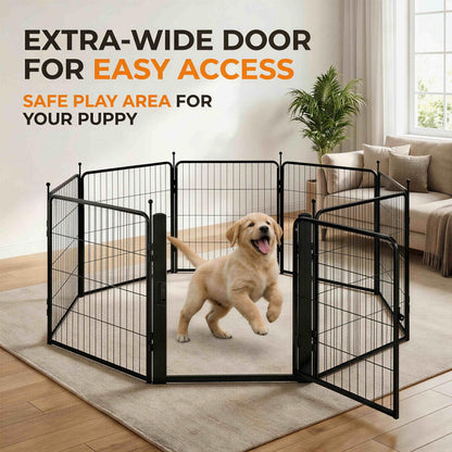 Dog Playpen for Small/Medium Dogs - 32 inch 8 Panels Heavy Duty Metal Puppy Fence Outdoor Indoor with Door, Anti-Rust Foldable Puppy Pen Pet Enclosure, Portable Exercise Kennel for Camping, Yard, RV