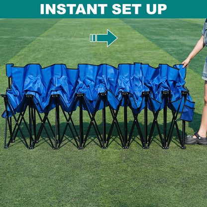 1MORE Portable Folding Bench, Foldable Sideline Bench for Team, 8 Seats Outdoor Camping Chair with Carry Bag & Backrest, Team Sport Sideline Bench for Football,Soccer, Fishing. Blue
