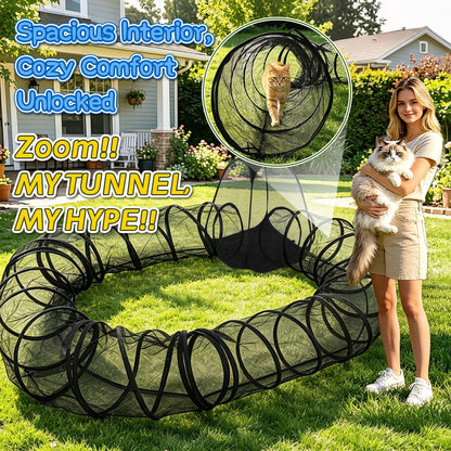 CypherX Extra Large Catio Outdoor Cat Enclosure, 3-Tier Cat Tents with Tunnels for Indoor Cats/Pop Up Cube, Cat Tower Playpen with 2 Tunnels and Tents, Portable Pet Playhouse for Outside, Patio(Grey)